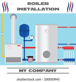 Boiler installation banner. Vector.