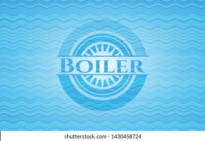 Boiler light blue water wave emblem. Vector Illustration. Detailed.