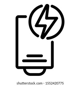 Boiler with lightning icon. Outline boiler with lightning vector icon for web design isolated on white background