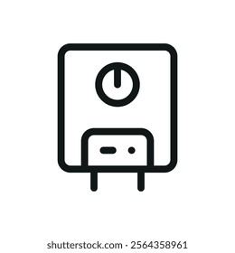 Boiler with manometer isolated icon, water heater vector symbol with editable stroke