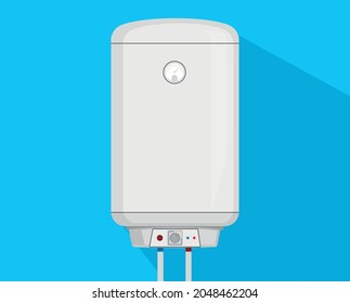 
Boiler on a blue background. Home heating concept. Vector template.