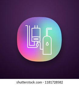 Boiler room app icon. Workshops, stores, pavilions, salons heating. Commercial or industrial central heating system. UI/UX user interface. Web or mobile application. Vector isolated illustration