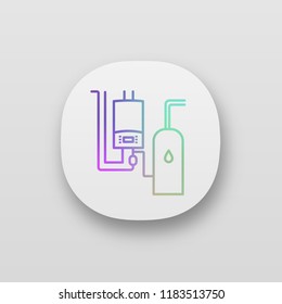 Boiler room app icon. Workshops, stores, pavilions, salons heating. Commercial or industrial central heating system. UI/UX user interface. Web or mobile application. Vector isolated illustration