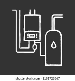 Boiler room chalk icon. Workshops, stores, pavilions, salons heating. Commercial or industrial central heating system. Isolated vector chalkboard illustration