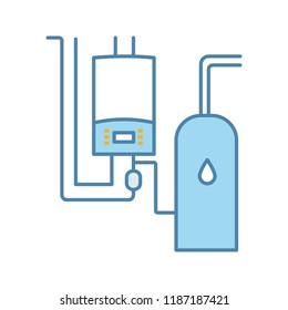 Boiler room color icon. Workshops, stores, pavilions, salons heating. Commercial or industrial central heating system. Isolated vector illustration