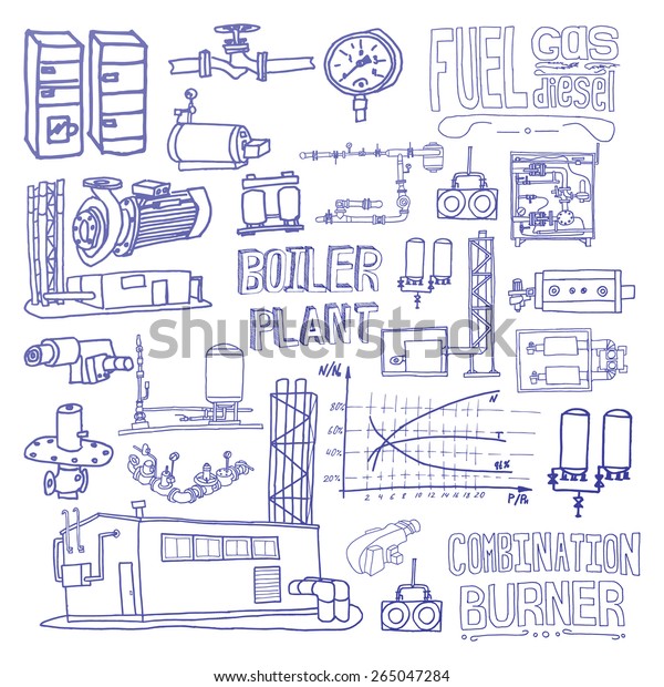 Boiler Room Equipment Engineering Systems Sketch Stock