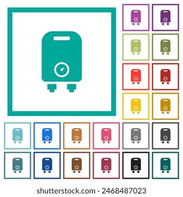 Boiler solid flat color icons with quadrant frames on white background