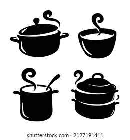 Boiler symbol black silhouette, black cookware illustration on white background.