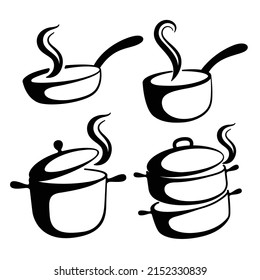 Boiler symbol black silhouette, black cookware illustration on white background.