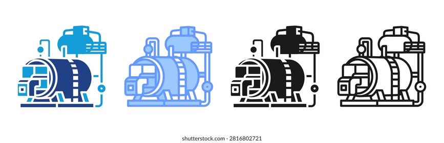 Boiler System icon set multiple style collection
