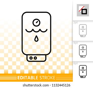 Boiler thin line icon. Outline web sign of water heater. Electric linear pictogram with different stroke width. Simple vector symbol, transparent background. Boiler editable stroke icon without fill