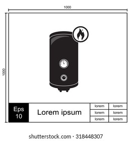 Boiler vector icon with fire.