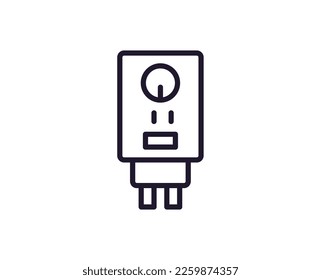 Vektorsymbol des Boilers. Premium-Logo für Webseiten, Design, Online-Shops, Unternehmen, Bücher, Werbung. Piktogramm mit schwarzem Umriss einzeln auf weißem Hintergrund 