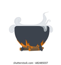 The boiler from which the steam rises. Vector flat illustration.