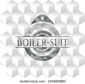 Boiler-suit grey emblem with cube white background