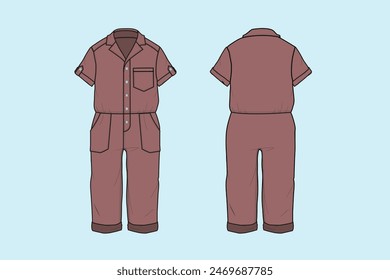 A boilersuit, also known as coveralls, is a loose fitting garment covering the whole body except for the head, hands and feet.