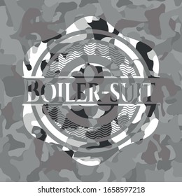 Boiler-suit on grey camouflage texture