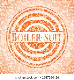 Boiler-suit orange mosaic emblem with background