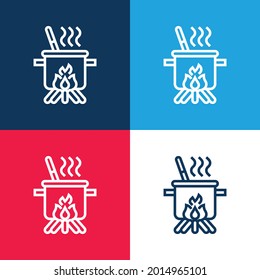 Boiling blue and red four color minimal icon set