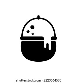 boiling cauldron icon black and white mark on isolated background