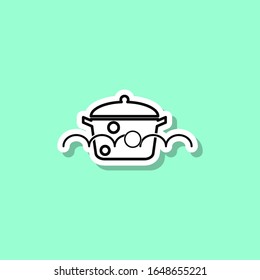 Boiling clothes sticker style icon. Simple thin line, outline, glyph, flat vector of wash icons for ui and ux, website or mobile application