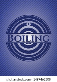 Boiling emblem with denim texture. Vector Illustration. Detailed.