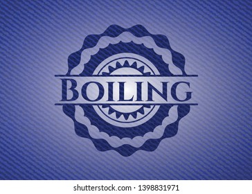 Boiling emblem with jean background. Vector Illustration. Detailed.
