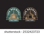 boiling, filtration, fermentation brewing machine tank retro badge logo design for beer, crafting, brewer. tube and copper production beer emblem logo collection for brewery factory and industry 