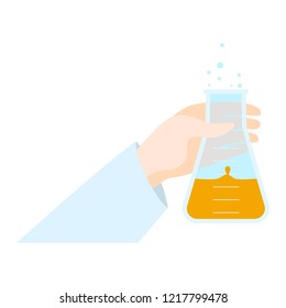Boiling flask in hand icon. Flat illustration of boiling flask in hand vector icon for web design