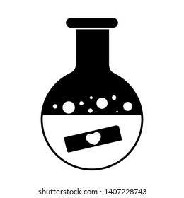 Boiling flask with heart icon on white background - Vector