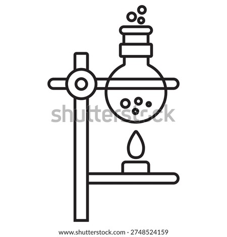 Boiling Flask Icon, Laboratory Boiling Flask Icon, Chemistry Lab Flask Illustration, Scientific Reaction Vessel Graphic, Experimental Lab Glassware Design, Laboratory Heating Flask Artwork, vector