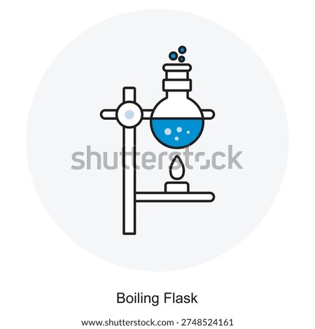 Boiling Flask Icon, Laboratory Boiling Flask Icon, Chemistry Lab Flask Illustration, Scientific Reaction Vessel Graphic, Experimental Lab Glassware Design, Laboratory Heating Flask Artwork, vector