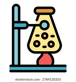 Boiling flask icon. Outline Boiling flask vector icon color flat isolated