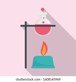 Boiling flask under fire icon. Flat illustration of boiling flask under fire vector icon for web design