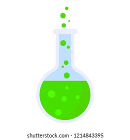 Boiling green flask icon. Flat illustration of boiling green flask vector icon for web design
