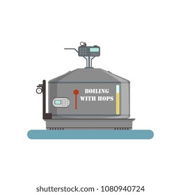 Boiling with hops tank, beer brewing process vector Illustration on a white background