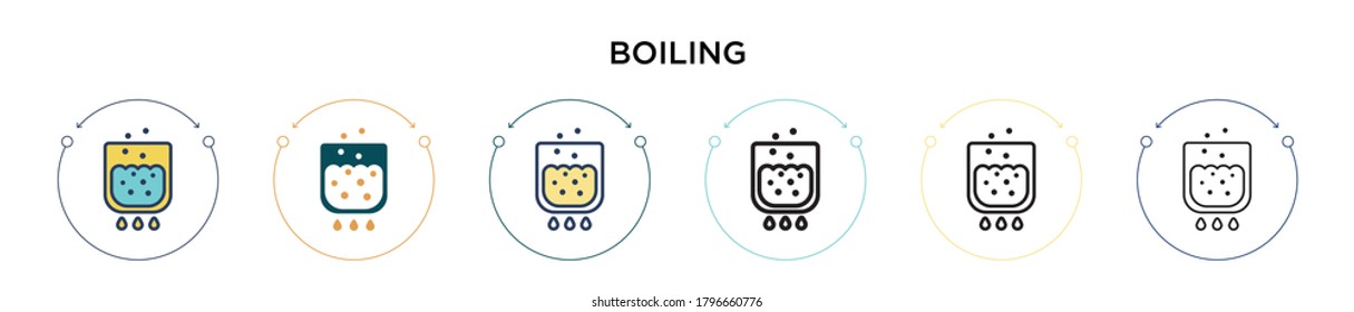 Boiling icon in filled, thin line, outline and stroke style. Vector illustration of two colored and black boiling vector icons designs can be used for mobile, ui, web