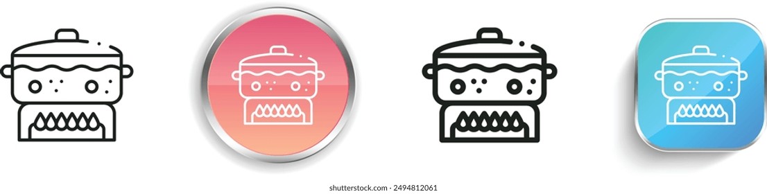 boiling icon. Thin Linear, Regular and Button Style Design Isolated On White Background