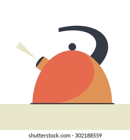 Boiling kettle . Hot drinks service. Simple flat vector. EPS 10.