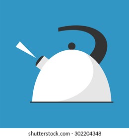 Boiling kettle . Hot drinks service. Simple flat vector. EPS 10.
