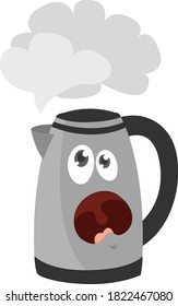 Boiling kettle, illustration, vector on white background
