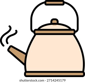 Boiling Kettle with Steam Illustration