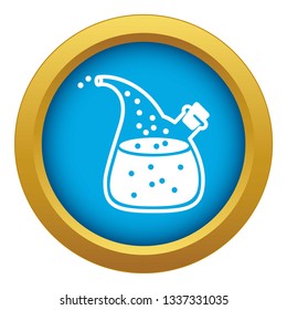 Boiling lab flask icon blue vector isolated on white background for any design