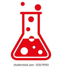 Boiling Liquid vector icon. Style is flat symbol, red color, rounded angles, white background.