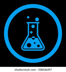 Boiling Liquid vector icon. Style is flat rounded symbol, blue color, rounded angles, black background.