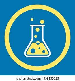 Boiling Liquid vector icon. Style is bicolor flat rounded symbol, yellow and white colors, rounded angles, blue background.