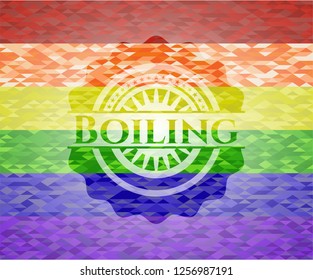 Boiling on mosaic background with the colors of the LGBT flag