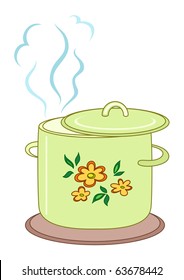 Boiling pan with flower cover, steam and support