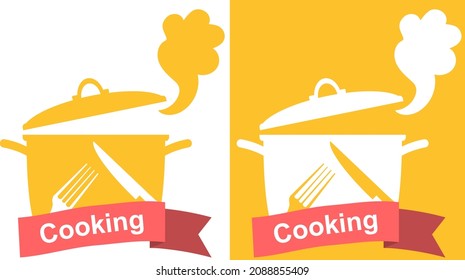 Boiling Pan Icon. Cartoon Yellow Pot Sign. Vector, Cartoon Illustration. Vector.