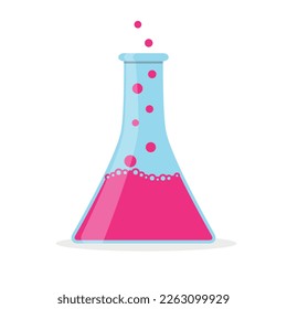 Boiling pink flask icon. Flat illustration of boiling pink flask vector icon for web design